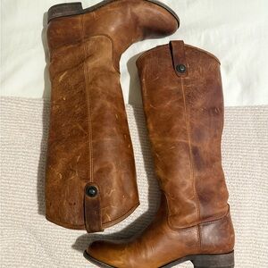 Frye Melissa Button Brown Leather Riding Boots